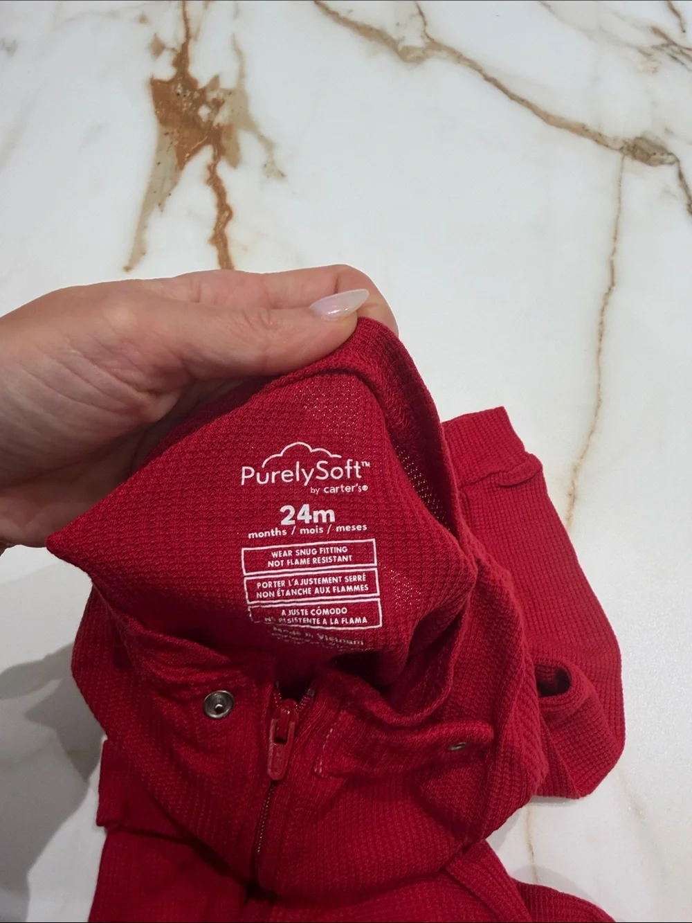 Carter's PurelySoft Red Ribbed Zippered One-Piece 24m